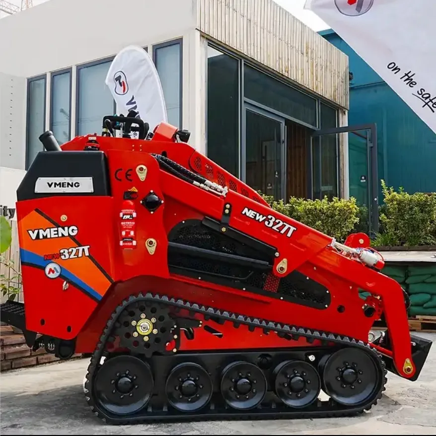 Vmeng factory 600kgs lifting capacity diesel track mini skid steer loader with mixer attachment