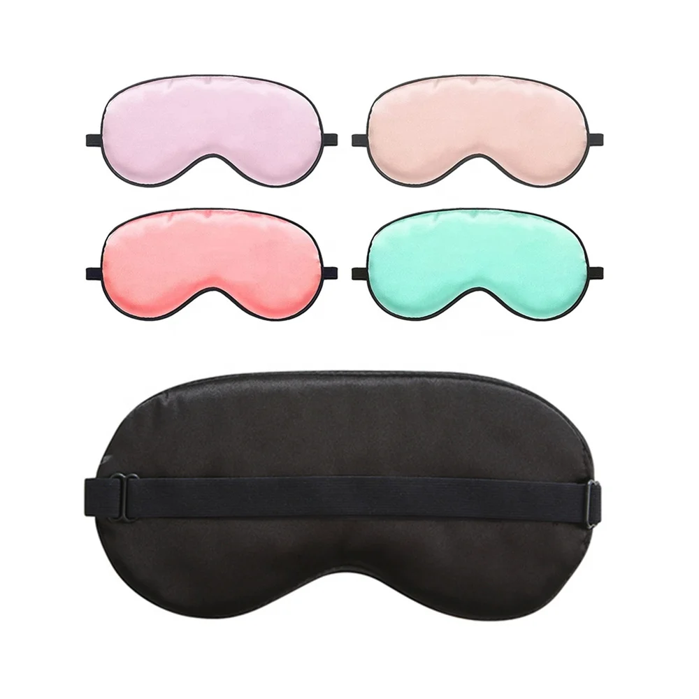 2024 High Quality Satin Eye mask white black silk eye sleep blindfold for sleeping 100% light blocking with printed logo
