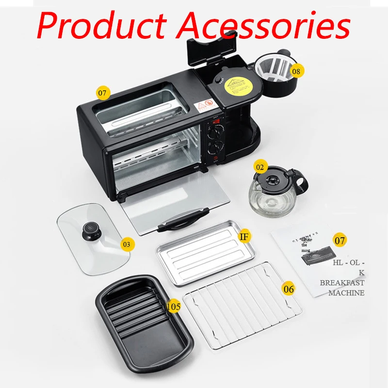 Automatic Cookware Multi Function Egg Cooker Sandwich Waffle Toaster Pizza 3 In 1 Mini Electric Oven Breakfast Station