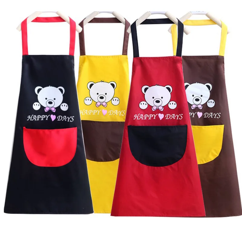 Wholesale Cheap Apron Custom Logo Fast Shipping Garden Aprons Waterproof 100% Polyester Woman Kitchen Apron With Pocket