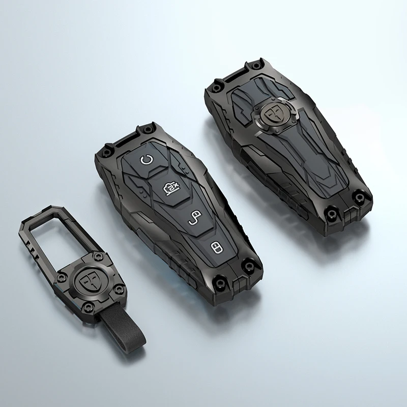New arrive black silver alloy silicone car key case cover shell remote key protector for BYD HAN flagship BYD HAN Premium