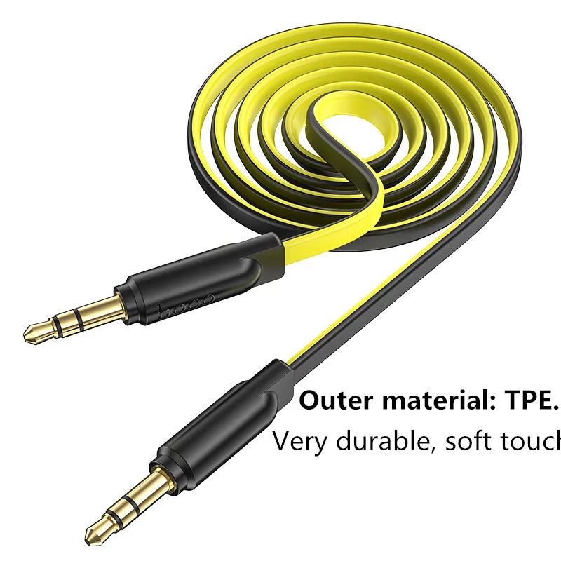 
HOCO UPA16 Jack 3.5mm AUX Audio Anti-winding Flat Cable TPE 1m 2m Wire Headphone Cable for Phone Car Headset 