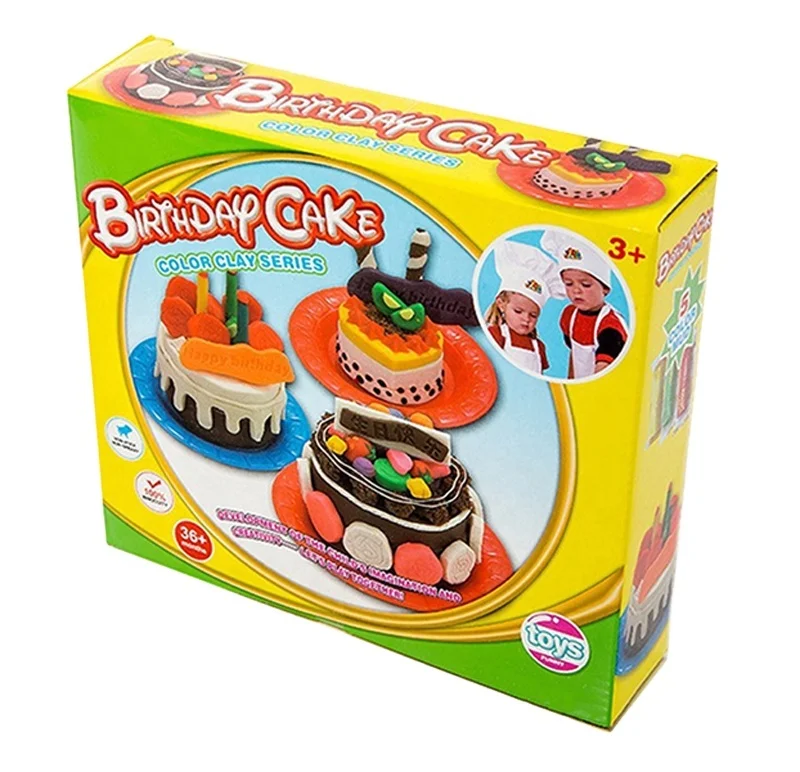 IPOP colorful Play Dough Toy Clay Craft  birthday cake clay play dough set  Kids Mold Play Dough modeling set