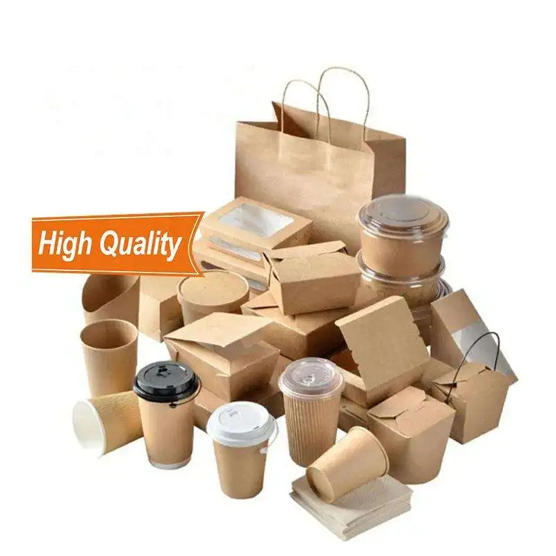 Eco-friendly Takeaway Kraft Paper Box Food Cup and Bowl Container Packaging Boxes Food Delivery Box