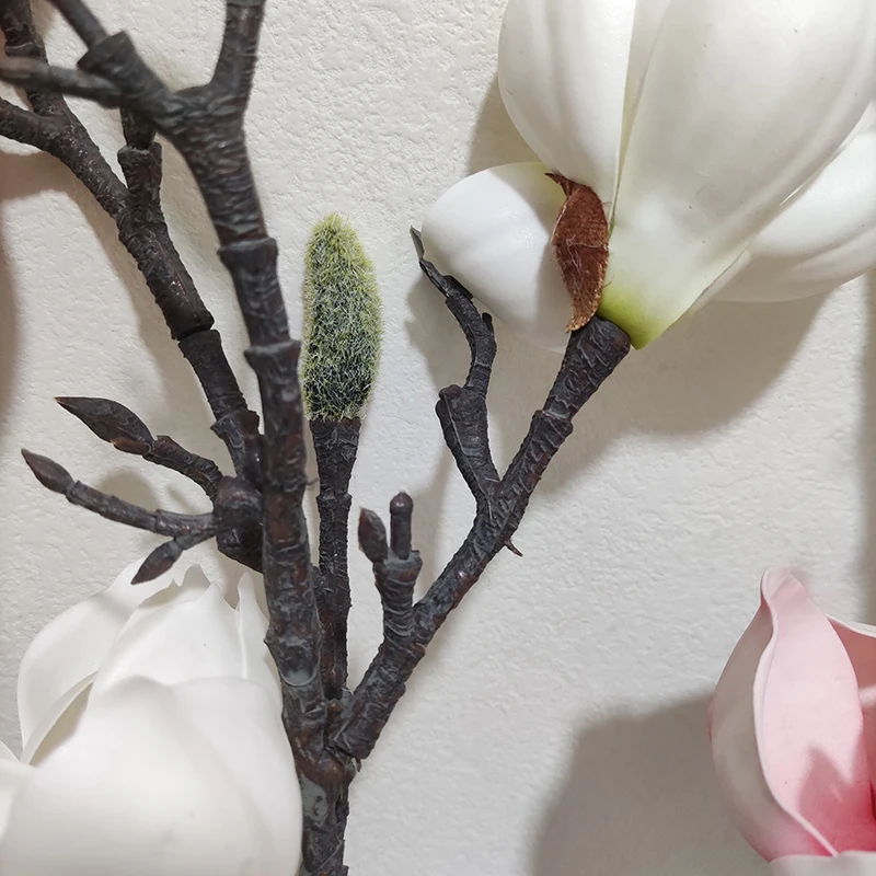 Unique Charming Magnolias Branch 3 Heads Artificial Magnolia Flower For Wedding Home Decoration