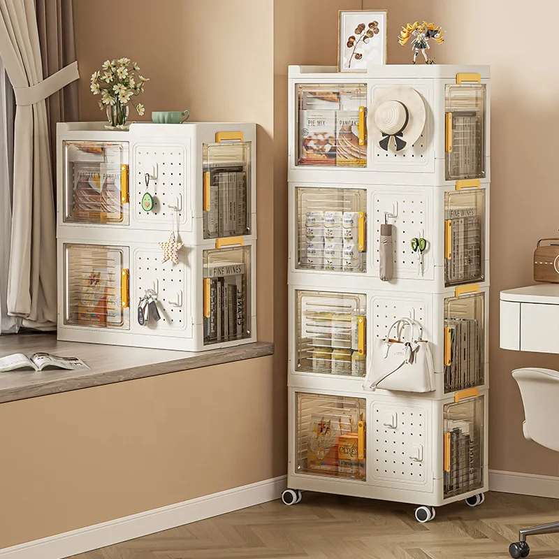 Multi story storage cabinet desk side books storage cabinet snack toy Storage rack multifunctional folding cabinet