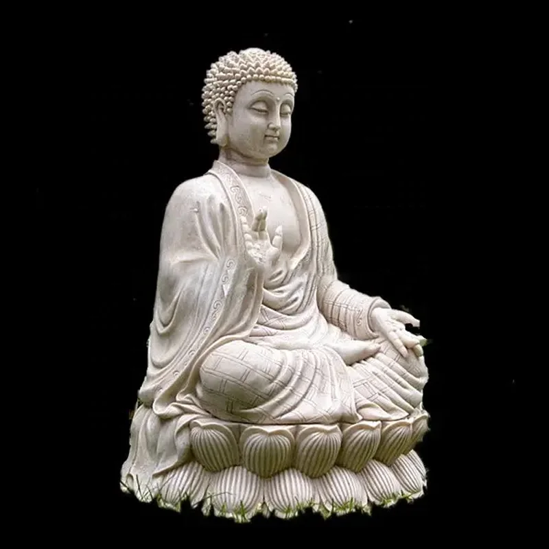 Shengye Large Outdoor Home Decoration Meditation Amitabha Marble Carved Buddha Life-size Resin Glass Fiber Sitting Buddha Statue