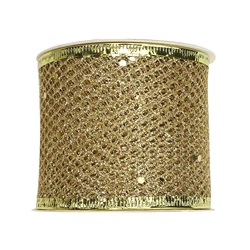 Huihuang Factory OEM Satin Burlap Sheer Assortment Glitter Wire Edge Christmas Ribbon