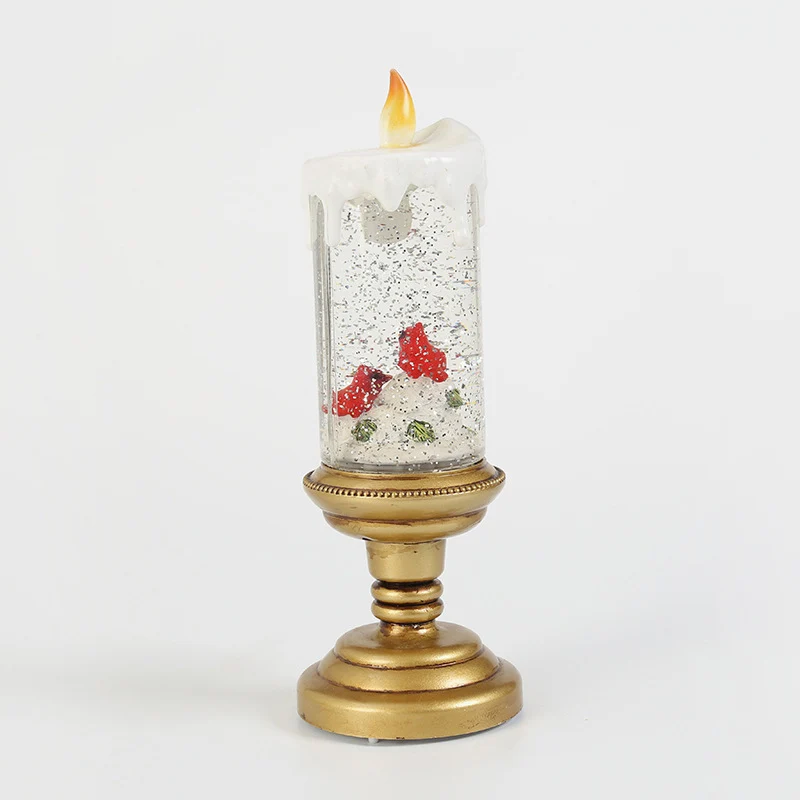 Custom Round Led Music Box resin Snow Globe Jesus nativity snowman cardinal Christmas led light plastic Lantern Decorations