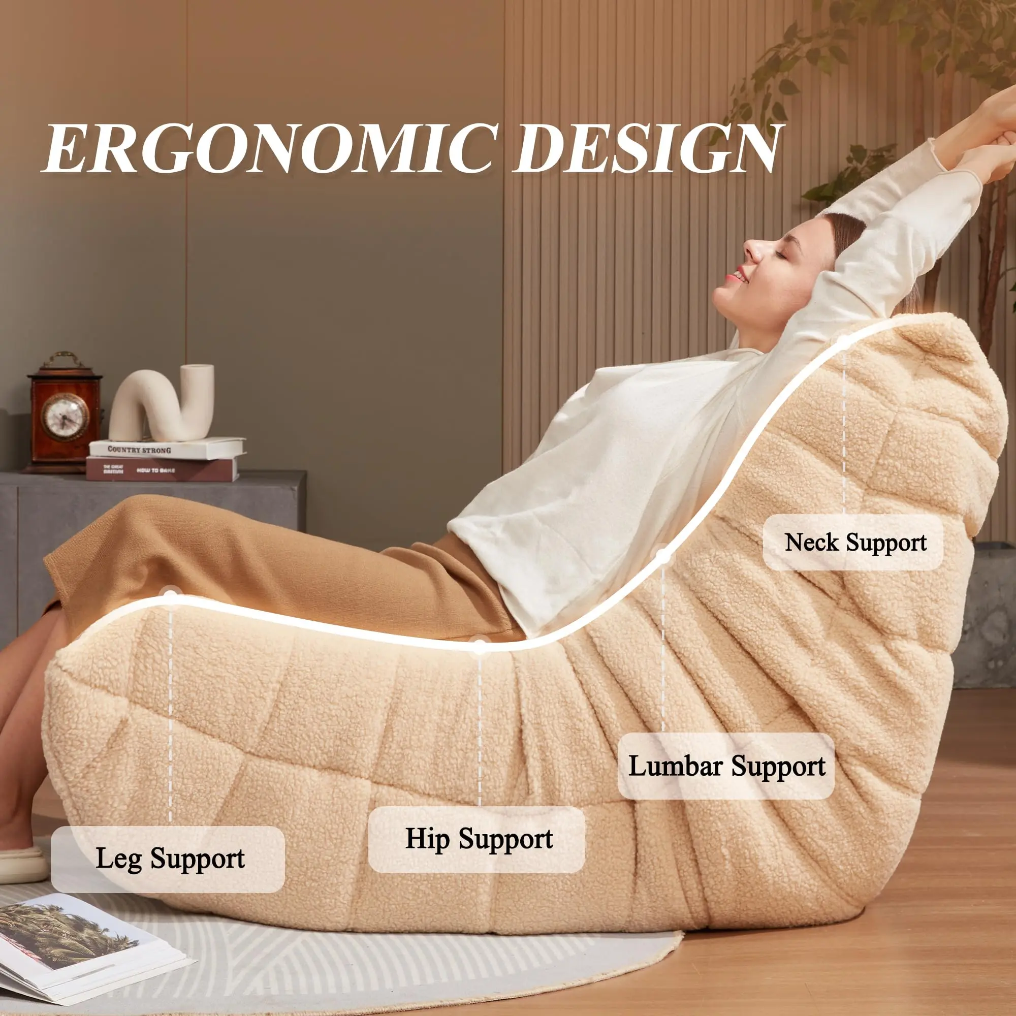 2024 New Design Bean Bag Chair Sofa Soft Floor Sofa Floor Lounge Chair For Living Room Bedroom To Go  Sofa