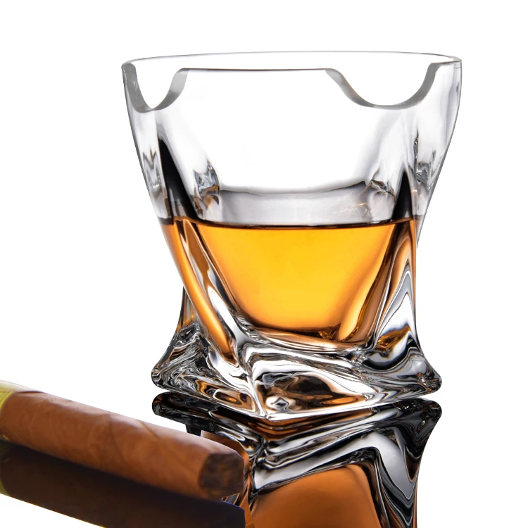 Free Sample Personalized Shot Glasses Lead-Free Drinking Glassware Twisted Whiskey Glass Cigar Cup For Home Party Bar
