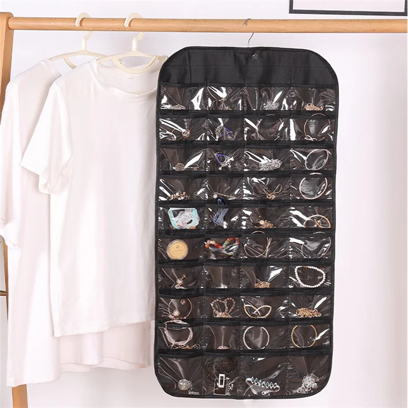 Modern 80-Lattice Storage Hanging Bag Double-Sided Jewelry and Sundry Item Classification for Home Organization