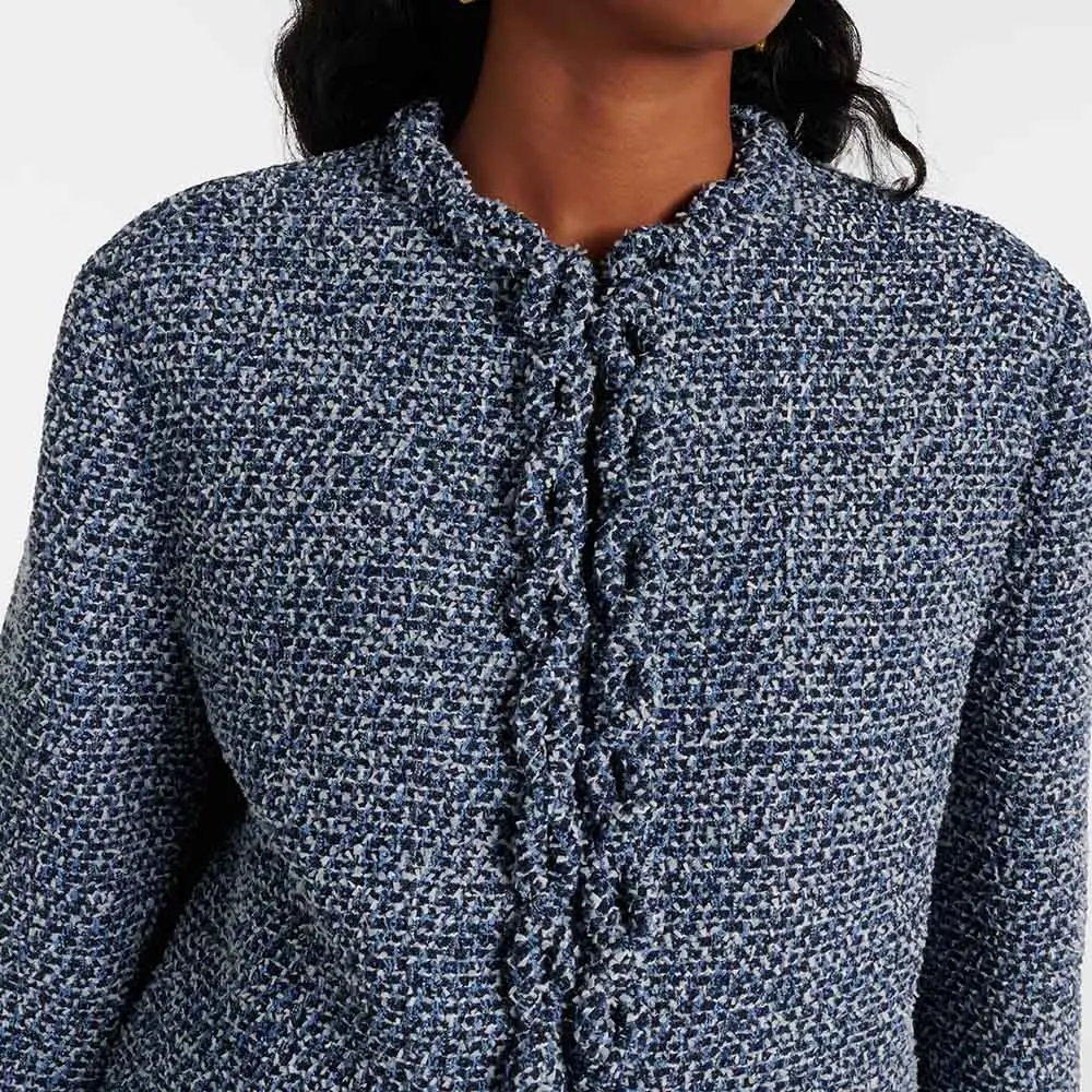 Custom Spring Autumn Winter Clothing Manufacturer Long Sleeve Tops Tweed denim female outerwear  Cardigan