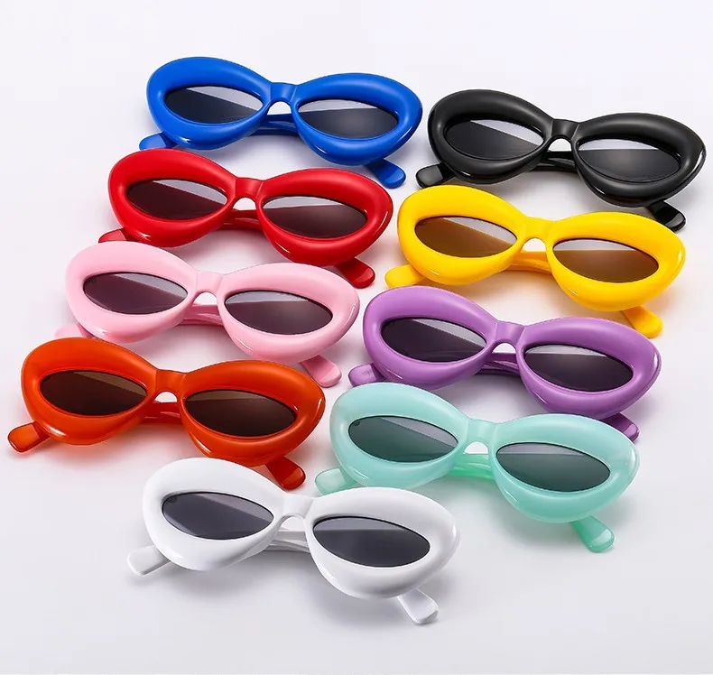 Женские солнцезащитные очки в стиле хип-хоп Gafas De Sol роскошные с завышенной овальной 2024 форме губ толстой оправе