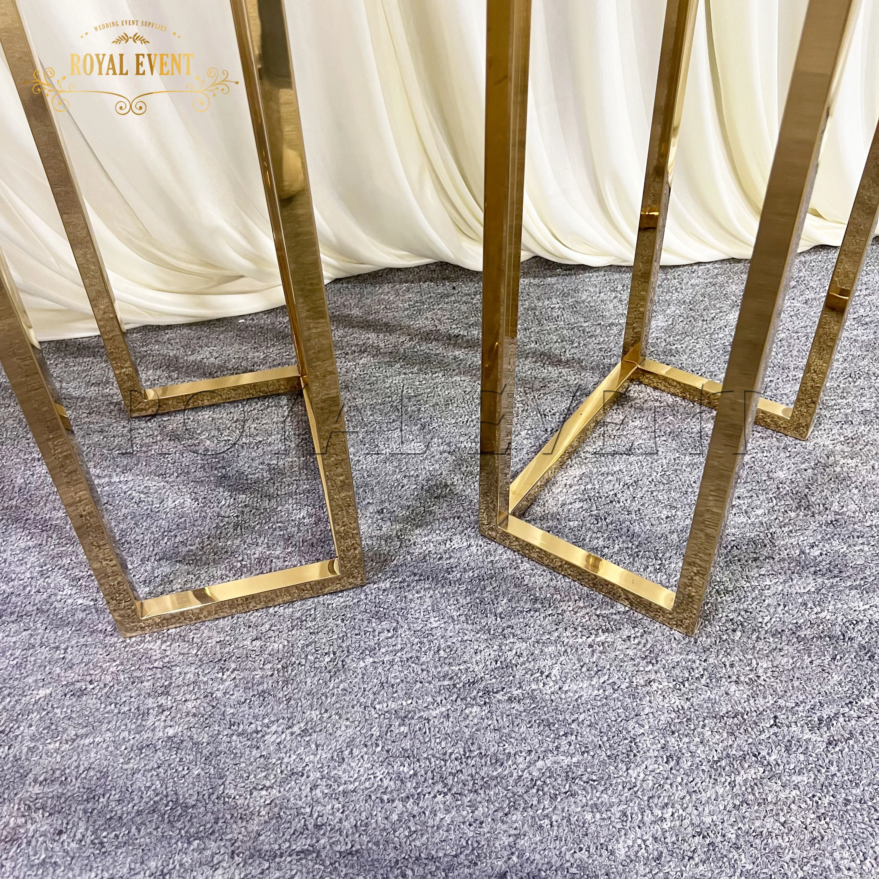 Shiny Gold Stainless Steel Wedding Arch Backdrop Stand Sets For Events Decoration for church