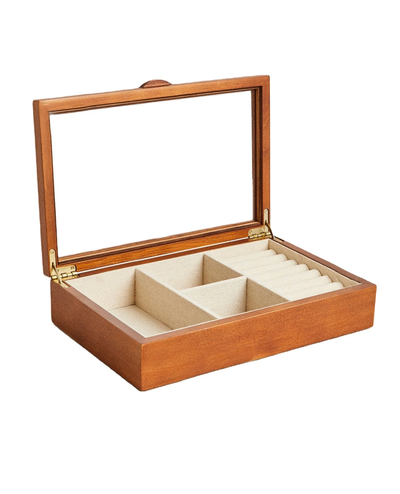 Jewelry box Retro simple wooden jewelry box high-end storage studs earrings delicate necklace gift box can be customized