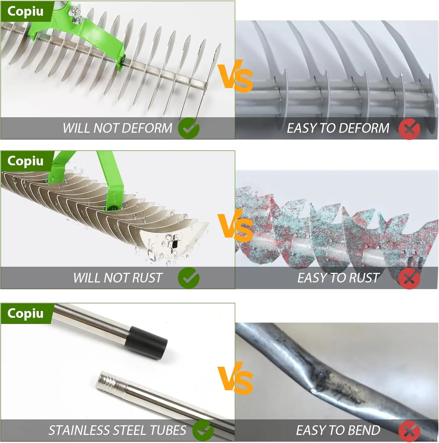 Peaktop   15 Inch Wide Dethatcher Rake, Robust Lawn Dethatche   Thatch Rake
