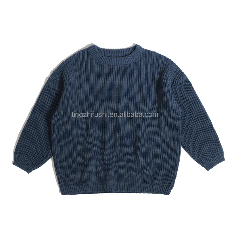 Recommend Winter Kids Clothes Long Sleeve Mix Plain Chunky Knitted Cotton Sweater Baby Sweaters Pullover