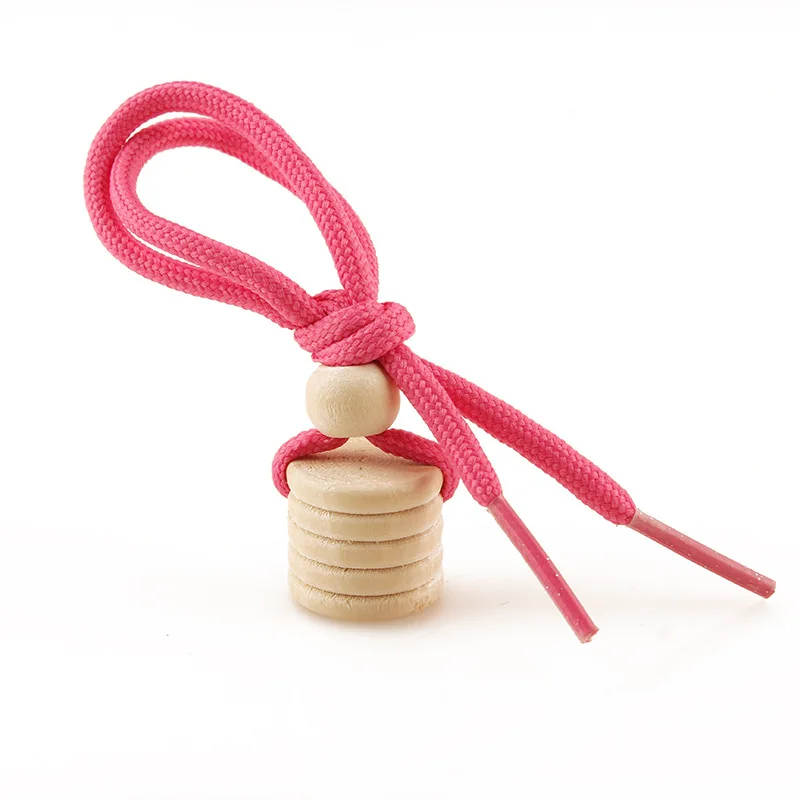 Diy String Hanging Cap Car Perfume Bottle Essential  Ornaments Air Freshener Pendant Empty Glass  Wooden Bottle Lid with rope