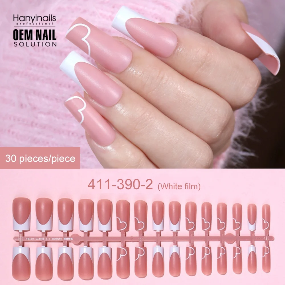 Hanyinails OEM Supplies Nail Beauty High Quality Acrylic Ultra Thin Nail Tips French Pattern Gelly Nails Tips