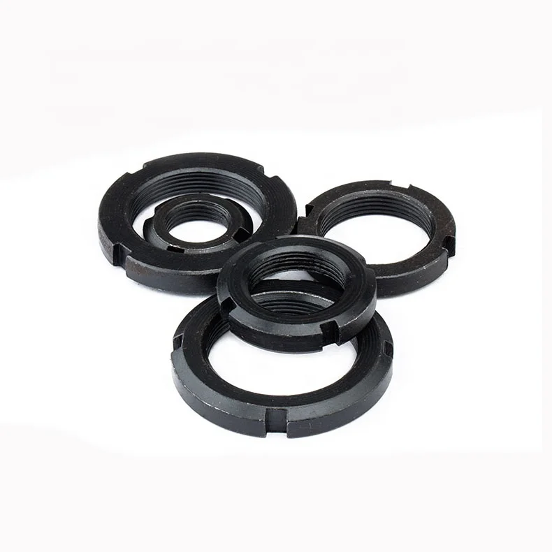 DIN981 Carbon Steel Black Oxide Locknut Locknuts Locking Round Nut Lock Din 981 Car Fastener Round Slotted Bearing Lock Nut