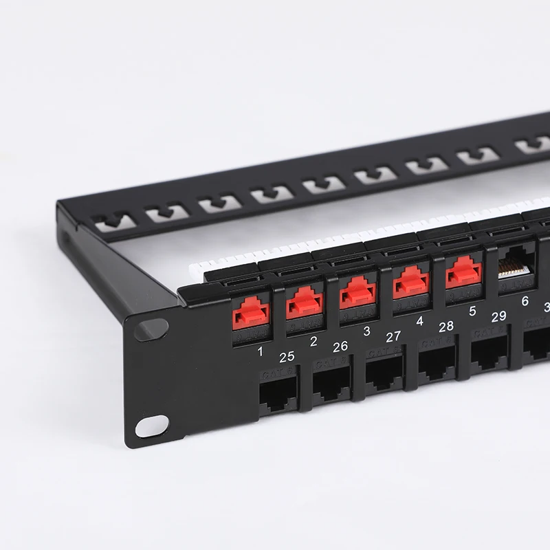 Patch panel load with different CAT6/6A keystone jack1u rack mount cat6 utp 48port patch panel