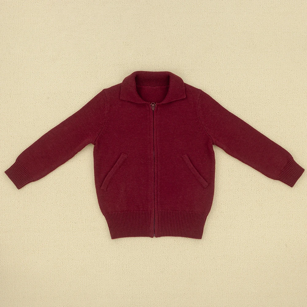 new design kids boys wool sweater Long Sleeve Baby Boy shawl collar full-zip knitted sweater cardigan
