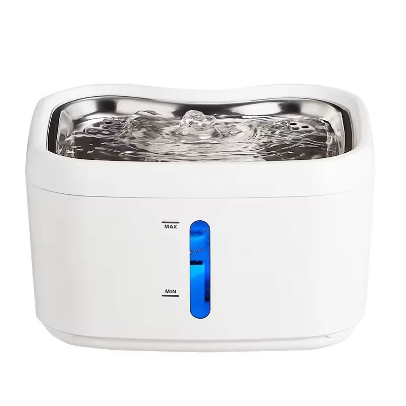 2024 New design stainless steel wireless sensor quiet mini long battery large capacity pet water dispenser cat water fountain