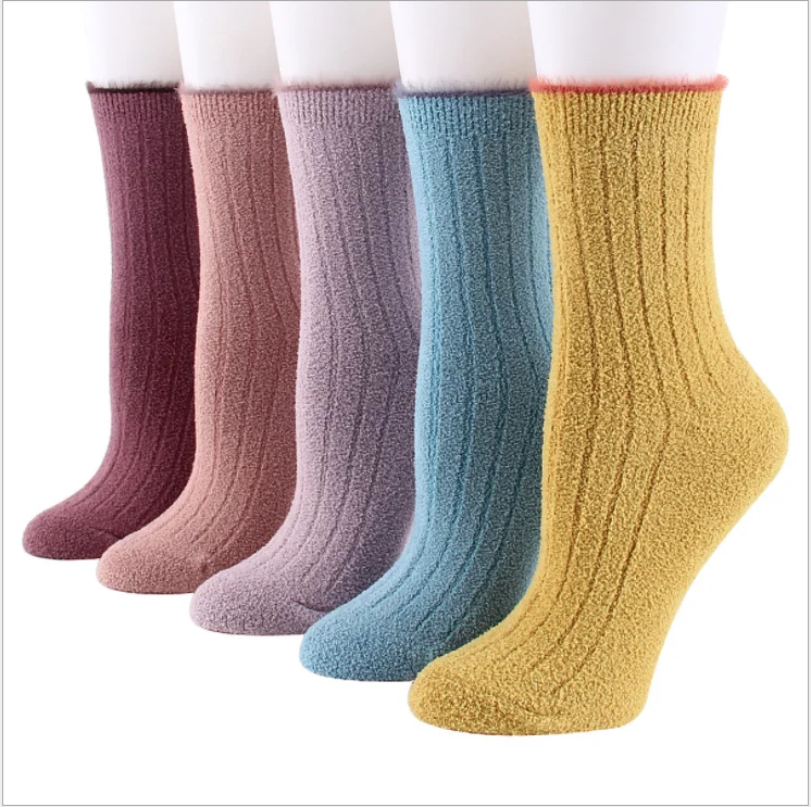 В наличии, модные мягкие теплые носки из кораллового флиса, зимние однотонные утепленные носки из кораллового флиса, Нескользящие пушистые носки до щиколотки
