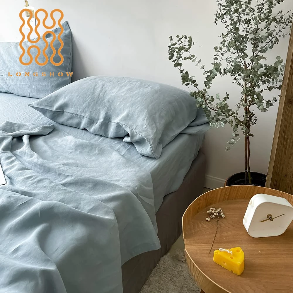 Breathable and Durable Cotton Linen Blend bed sheet Set 55% French Linen and 45% Long-Staple Cotton