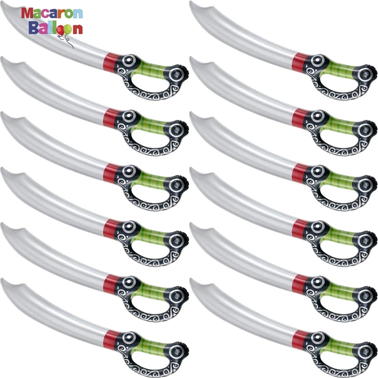 12 Pieces Inflatable Pirates Sword 27.5 Inch Cosplay Toys Stage Props Summer Pool Swimming Party Water Toy Y741