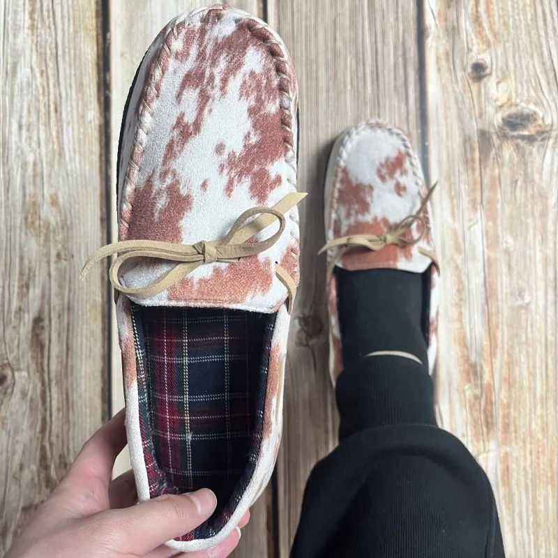 Wholesale Western Style Cattle Print Aztec Western World Spring and Autumn Moccasins Support Customization