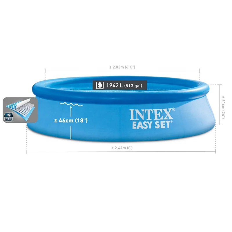 INTEX 28106 Round Easy Set Pool 8FT X24IN Inflatable Above Ground Pool for kids play Family Swimming Pool