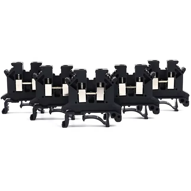 UK 2.5B Black Universal Installation Panel Mounted Feed Through Screw Cage Connector DIN Rail Screw Electric Terminal Block