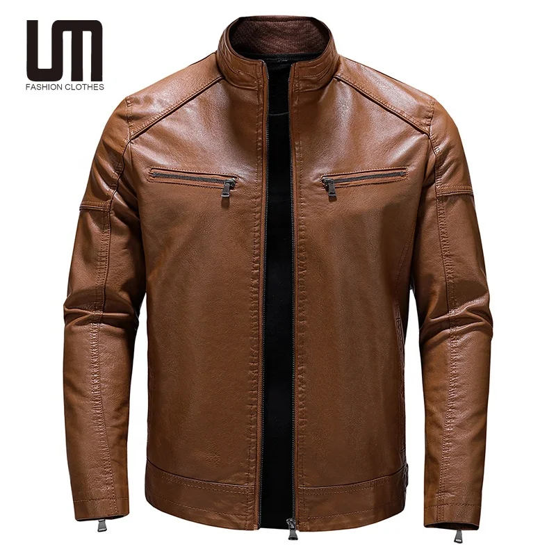 Liu Ming New Year 2025 Autumn Winter Men s Casual Motorcycle PU Leather Stand Collar Plus Size Jackets Coat