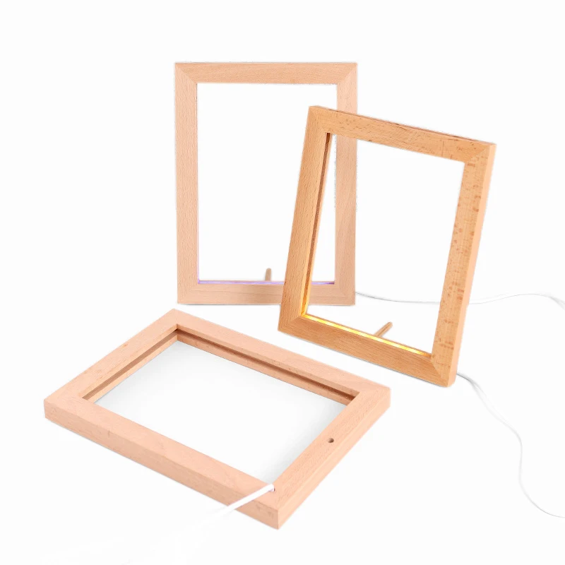 3D акриловая креативная деревянная Светодиодная лампа Базовая рамка световая фоторамка со светодиодной световой базой