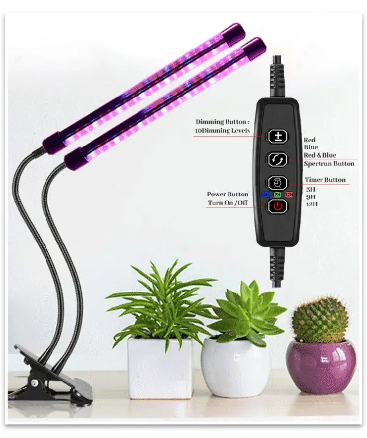 Indoor Full 360 Degree 3 Modes Dimmable Flexible Spectrum Lamp Plant Led Grow Light for Greenhouses Flowers