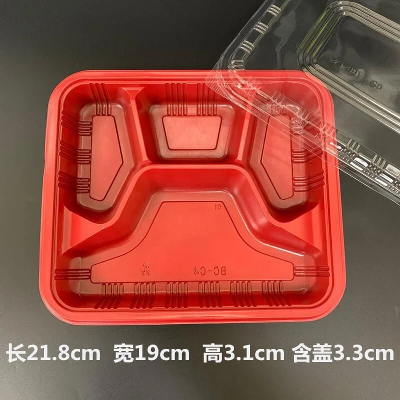 Disposable fast food box cover 3 4 5-grid take away package box lunch box rectangular Multi-Compartments plastic food container