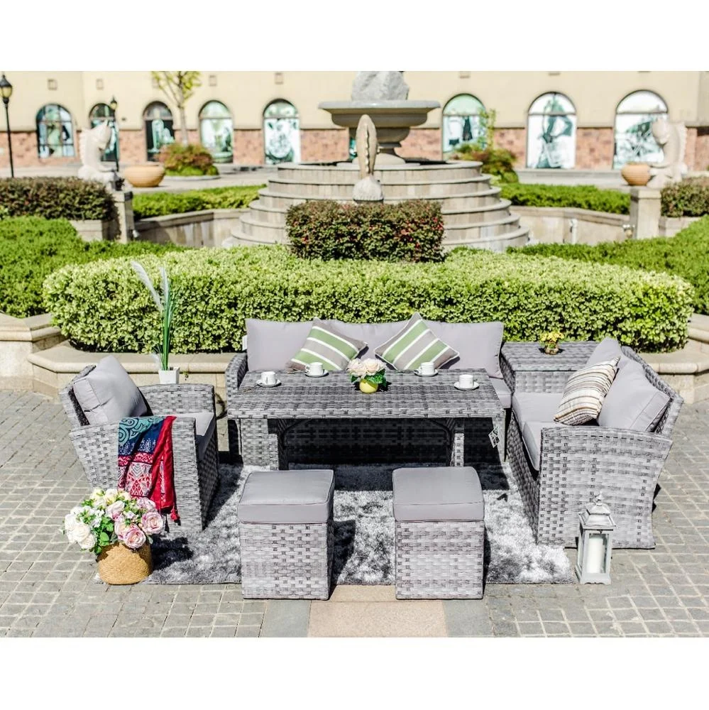 US/UK Warehouse Quick Delivery Modern Sectional patio PE rattan furniture 5 pcs wicker sofa sets