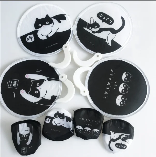 Eco material nylon round folding pocket fan customised hand fan