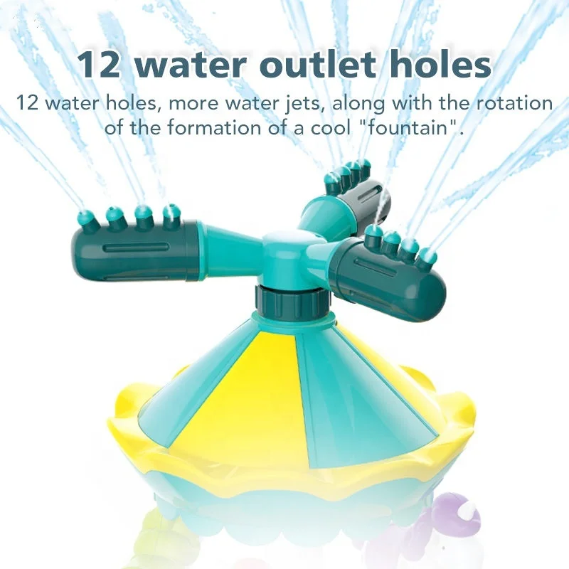 Kid Bath Toy Summer Backyard Outdoor Game Toys Water Sprinkler with 360 Degree Rotating Nozzles for Kids