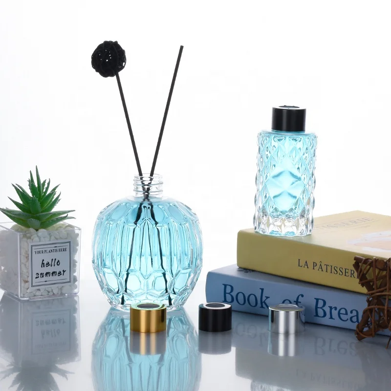 Ru Star Embossed Air Freshener Bottle 100ml 120ml Glass Aromatherapy Reed Diffuser With Screw Cap