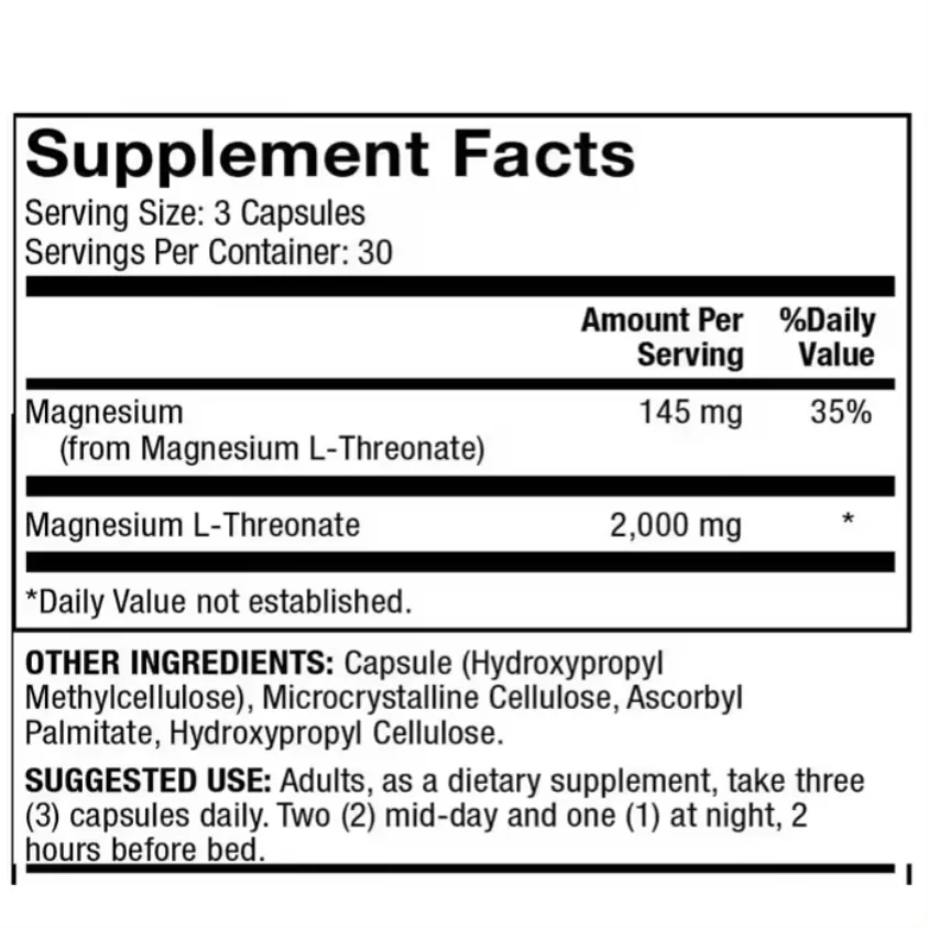OEM 2000mg magnesium l-threonate capsules high quality supplements to improve sleep quality and muscle recovery