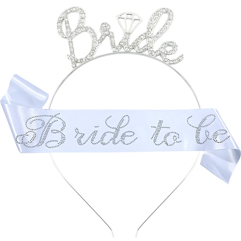 to be crowned headband ribbon bachelorette party bride crown crystal diamond sash