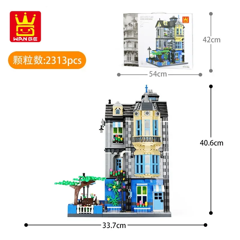 Wange Blocks Architecture Shop Hotel MOC Building Bricks Beautiful House Brinquedos Educational Toys for Children Gifts 6310