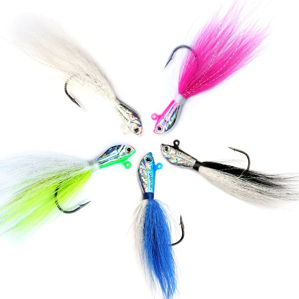 SEASKY 1oz Bucktail Metal Lure Lead Heads Sinking Crappie Freshwater Casting Fishing  28g Jig Head Hook