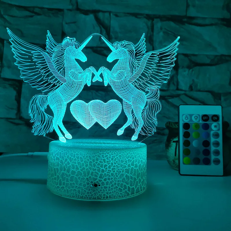 Decor Cartoon Children Gift USB Dinosaur Di nosour Night Light 3D Acrylic Unicorn Baby Night Light