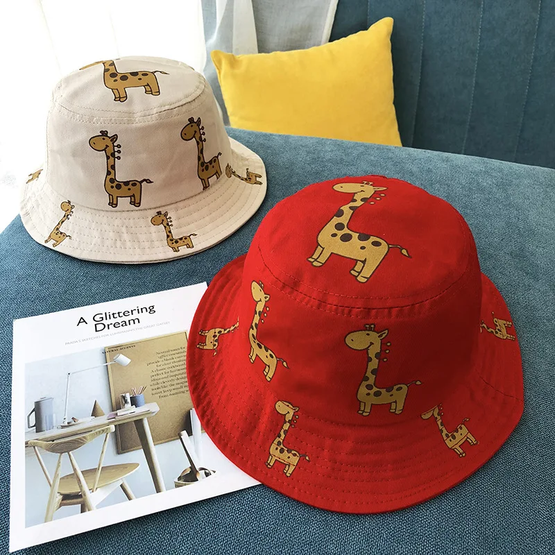 1-3 Years Age Kids Animal Pattern Hat Children Summer Giraffine Design Bucket Hat