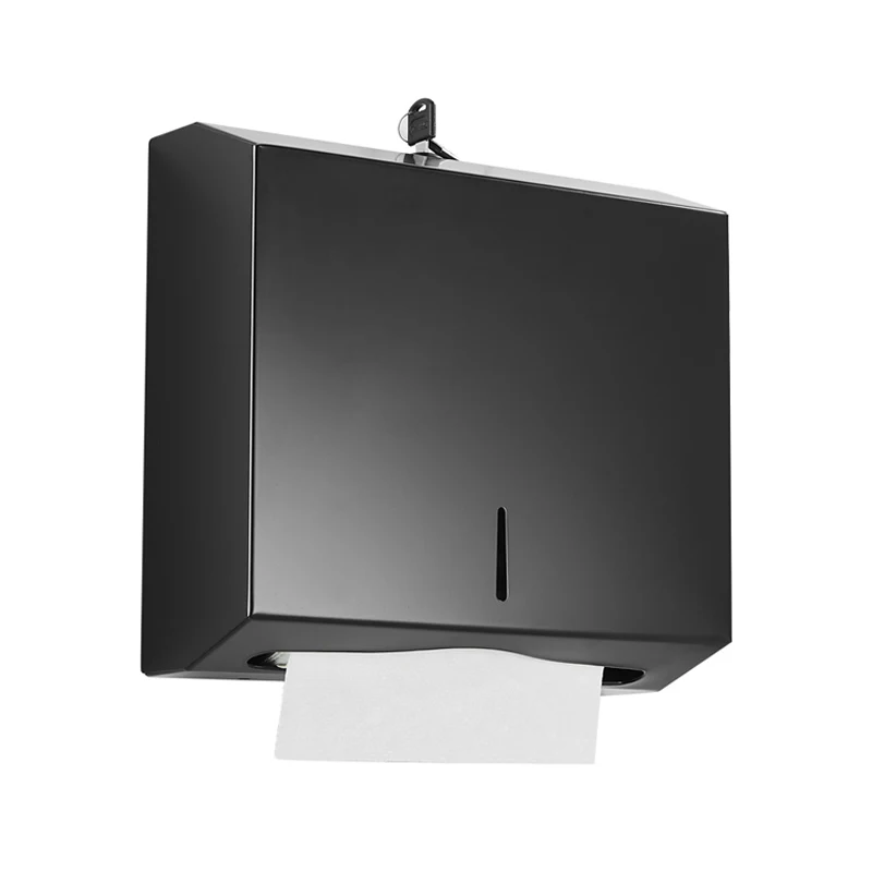 Toilet bathroom towel tissue holder stainless steel large public black roll paper dispenser