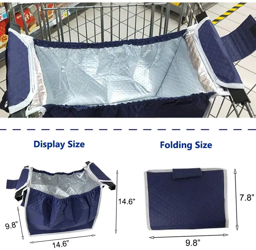 Insulated Reusable Grab and Go Bag Shopping Trolley Bag Collapsible Grocery Tote Bags with Handles